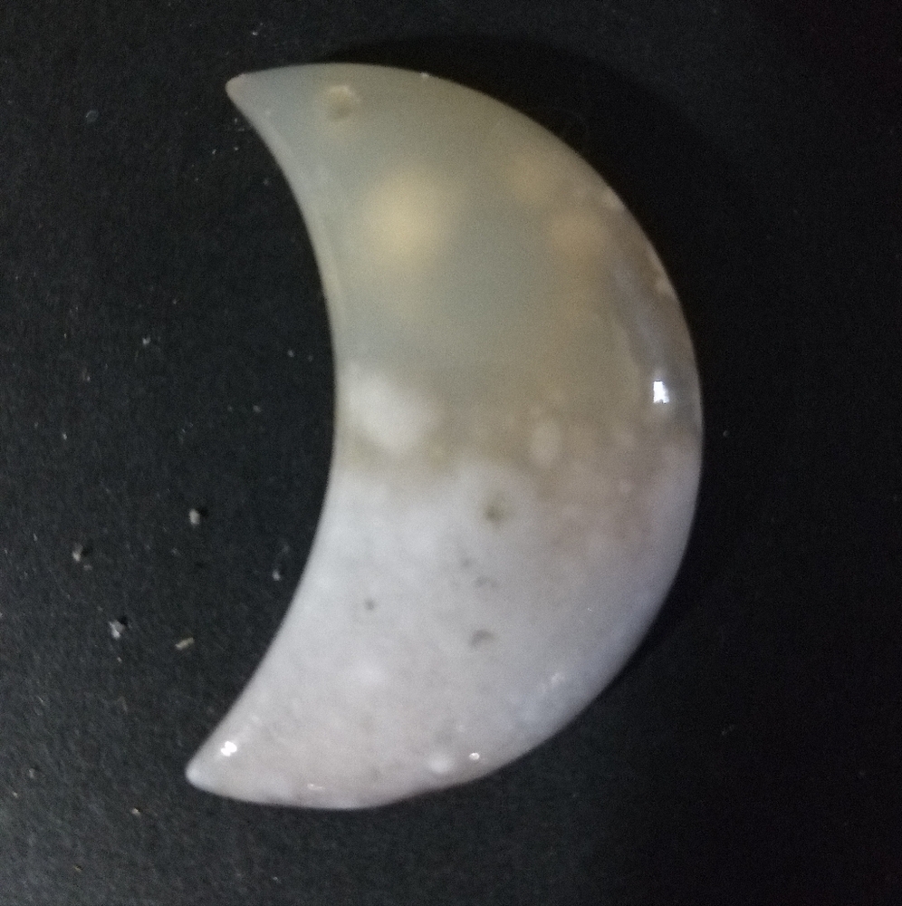 Sakura Agate Crescent Moon Pendant #3